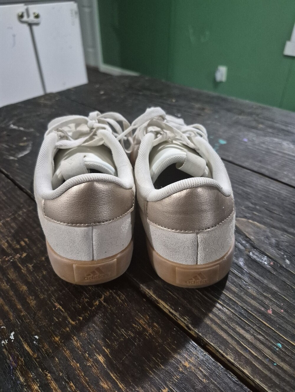 adidas Women's Suede Low-Top Sneakers in Off-White and Gum - Picture 3 of 6